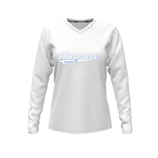 [FTLVCFWH-FYXS-LOGO1] Decker Comfort T-Shirt (Female Youth XS, White, V Neck, Logo 1, Long Sleeve)