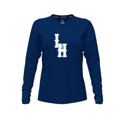 [FTLVCFNV-FYXS-LOGO2] Decker Comfort T-Shirt (Female Youth XS, Navy, V Neck, Logo 2, Long Sleeve)