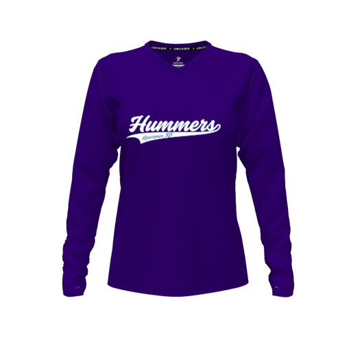 [FTLVCFPP-FYXS-LOGO1] Decker Comfort T-Shirt (Female Youth XS, Purple, V Neck, Logo 1, Long Sleeve)